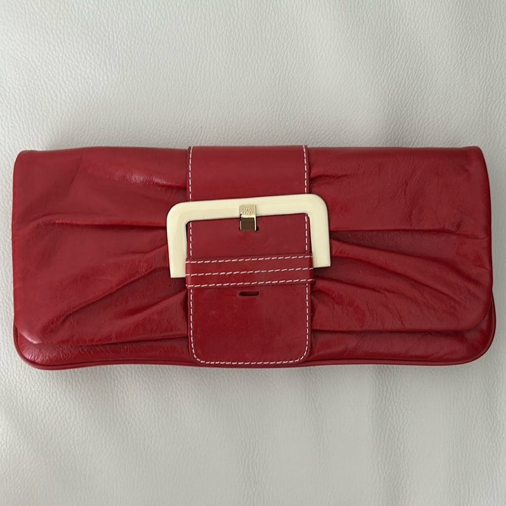 Ted Baker red leather clutch